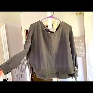 Amuse gray fringe sweatshirt